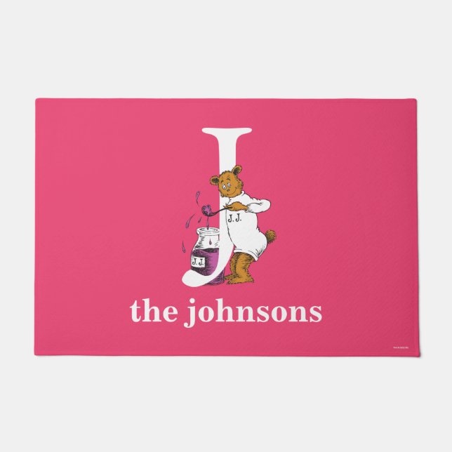 Paillasson ABC du Dr Seuss : Lettre J - Blanc | Ajouter Votre (Devant)