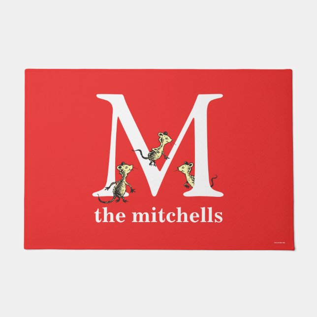 Paillasson ABC du Dr Seuss : Lettre M - Blanc | Ajouter Votre (Devant)