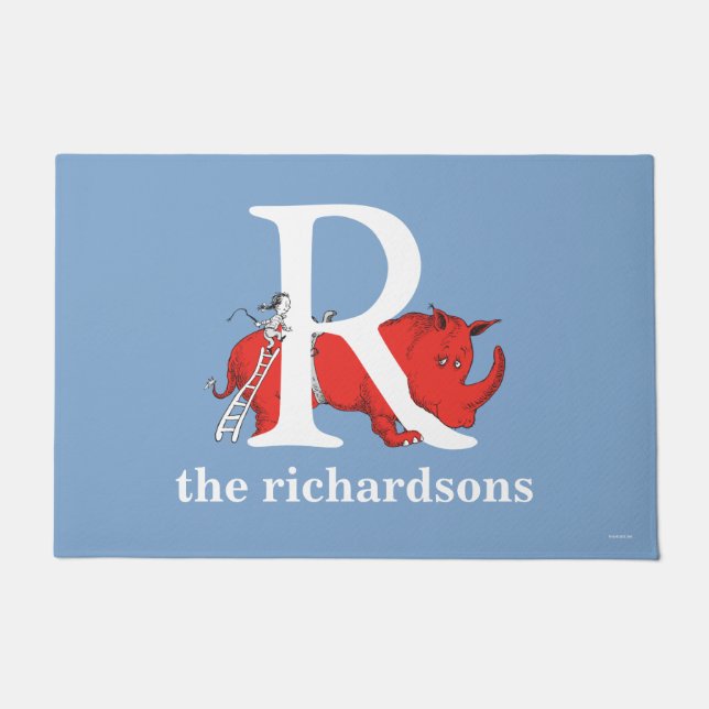 Paillasson ABC du Dr Seuss : Lettre R - Blanc | Ajouter Votre (Devant)