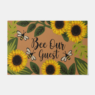 Paillasson Abeille Notre Mat D'Invité, Jolie Tournesol