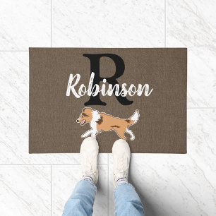 Paillasson Abris Shetland Sheepdog Monogramme Nom