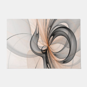 Paillasson Abstrait Anthracite Gris Sienne Formes Fractal Art