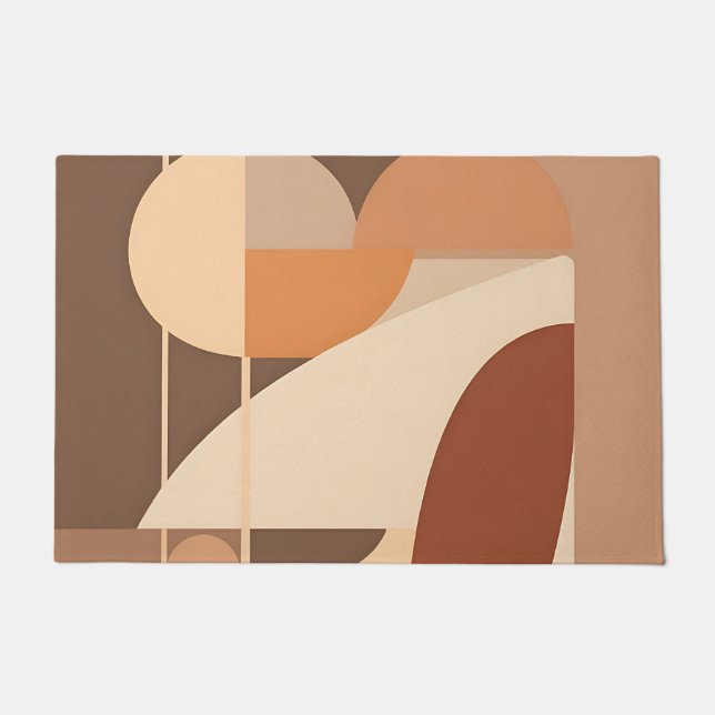 Paillasson Abstrait Boho Géométrique Terracotta Moderne  (Devant)