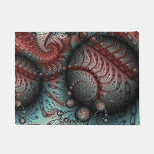 Paillasson Abstrait Fantaisie Vive Art Fractal Brun Bleu