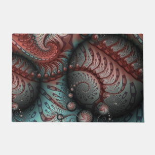 Paillasson Abstrait Fantaisie Vive Art Fractal Brun Bleu