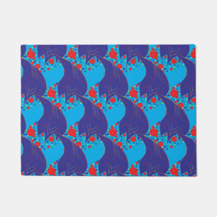 Paillasson Abstrait moderne BLUE et rouge Rainbow gouttes mot
