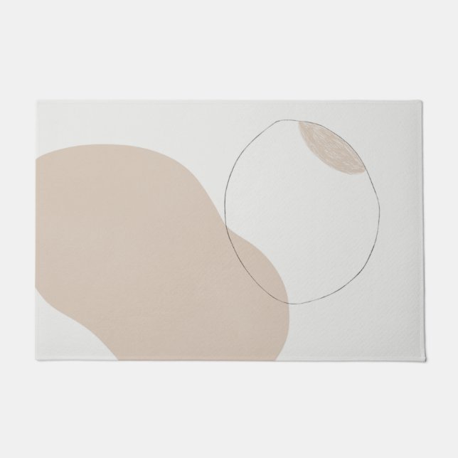 Paillasson abstrait moderne minimaliste mat beige (Devant)