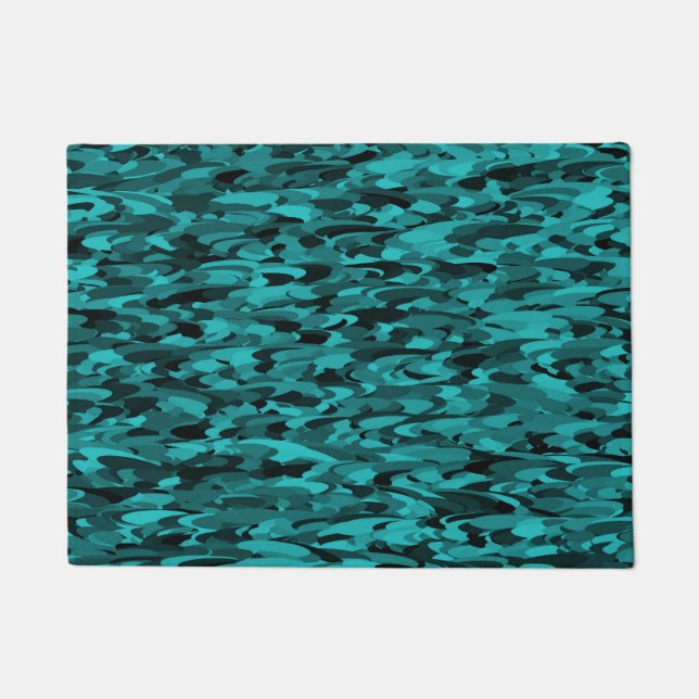 Paillasson Abstrait Motif Turquoise Noir (Devant)