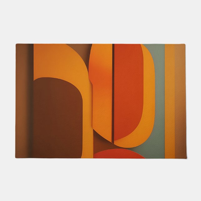 Paillasson Abstrait Rétro Orange Milieu du XXe Siècle  (Devant)