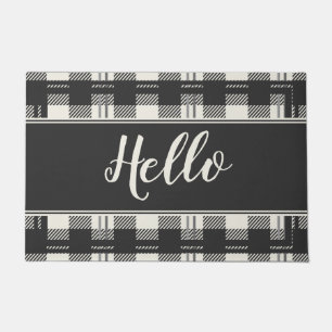 Paillasson Accueil Bonjour Buffalo Plaid Doormat Design