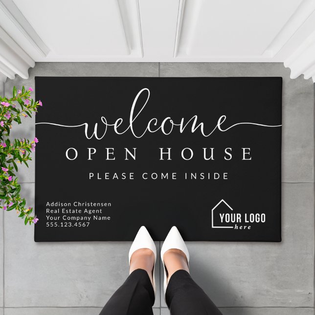 Paillasson Accueil de l'immobilier personnalisé Open House (Shown on a 24" x 36" doormat)