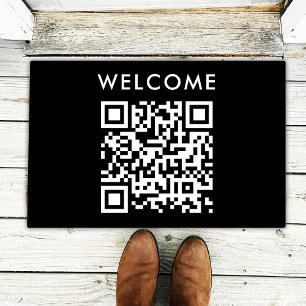 Paillasson Accueil du code QR Black Minimaliste Simple Scan