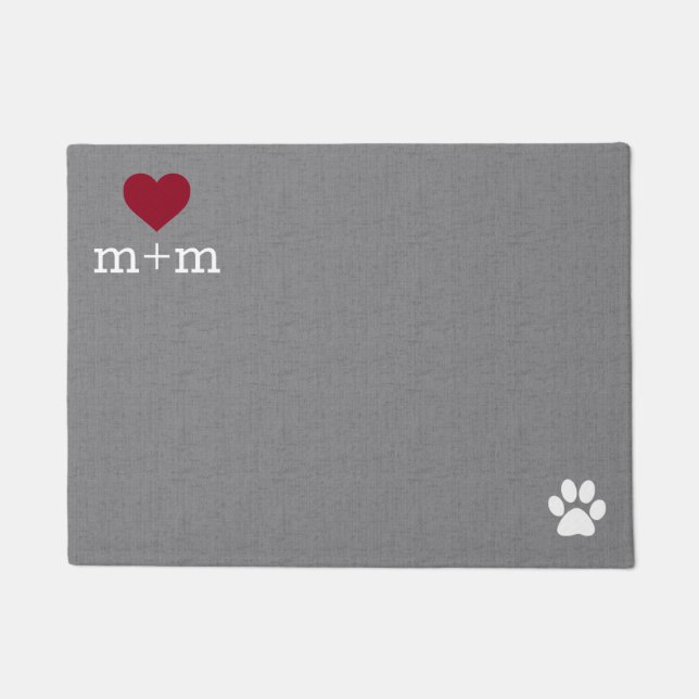 Paillasson Accueil du coeur personnalisé Gray Pet Mat (Devant)