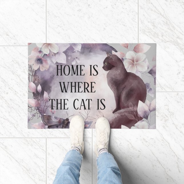 Paillasson Accueil est là où le chat est mignon Quote Aquarel (Intérieur)