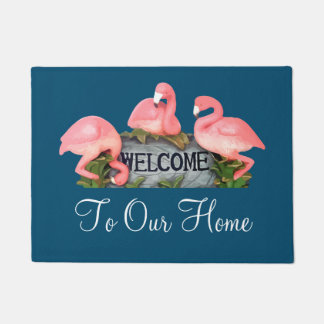 Paillasson Accueil Flamant rose tropical