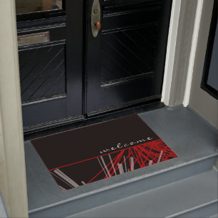 Paillasson Accueil moderne, noir et rouge