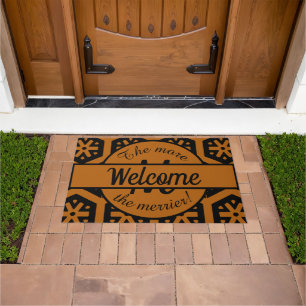 Paillasson Accueil Monogramme Famille Brown Et Noir