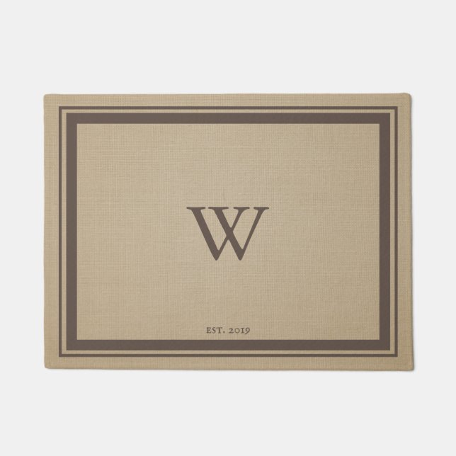 Paillasson Accueil monogramme minimal | Bordure Brown (Devant)