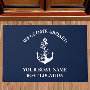 Paillasson Accueil personnalisé à bord Nom du bateau Ancre fl