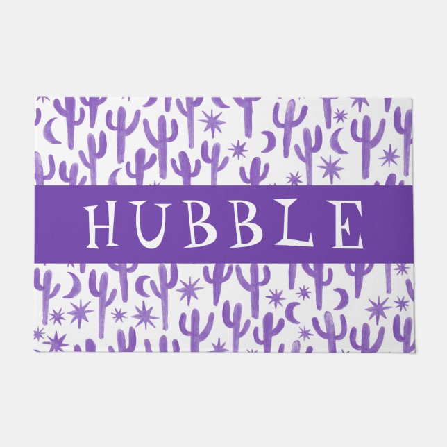 Paillasson Accueil personnalisé nuit désert Saguaro Cactus (Devant)