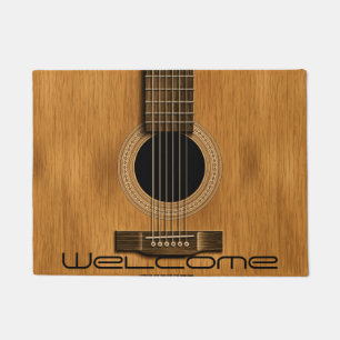 Paillasson Accueil rustique en bois de musique de guitare