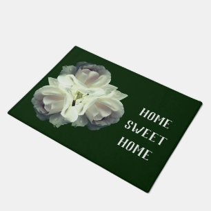 Paillasson Accueil Sweet Home Bouquet Roses blanches