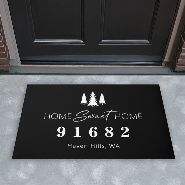 Paillasson Accueil Sweet Home Code zip personnalisé (Shown on a 24" x 36" doormat)