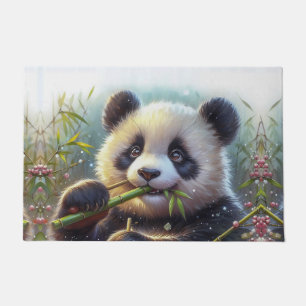 Paillasson Adorable Ours De Panda Mangeant Bambou