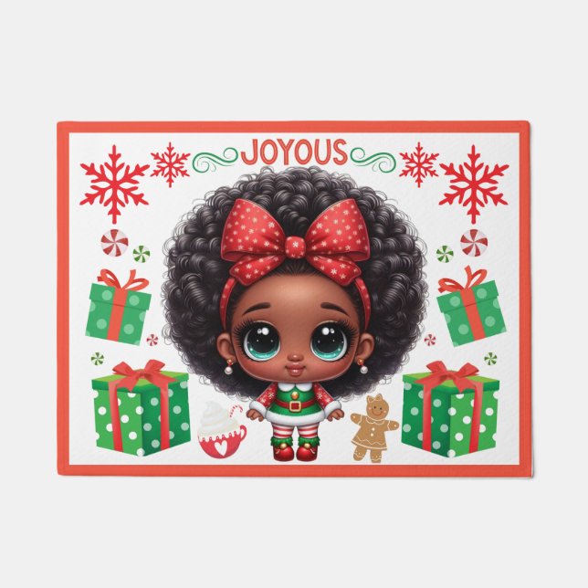 Paillasson Adorable Petite Afro Christmas Elf Girl (Devant)