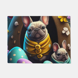 Paillasson Adorable Pug avec des œufs de Pâques Un thème fest