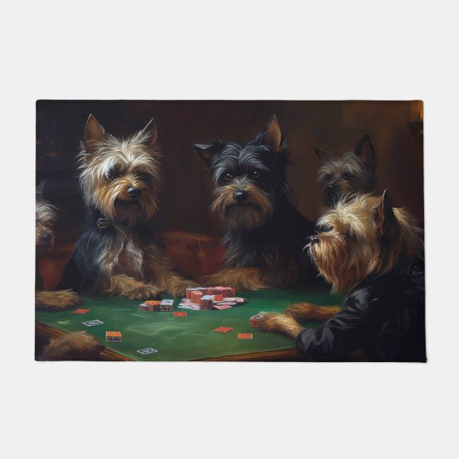 Paillasson Affenpinscher Chiens Jouer Poker Art (Devant)