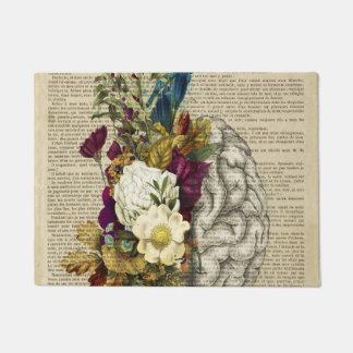 Paillasson affiche d'anatomie du cerveau floral médical