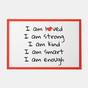 Paillasson Affirmations Typographie cardiaque Rouge Noir