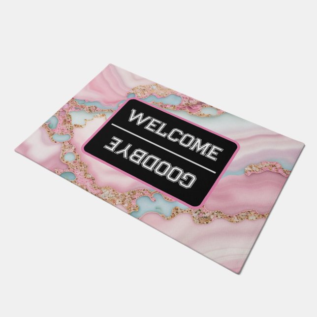 Paillasson Agate Marble Moderne Blue Rose Gold Collection (Incliné)