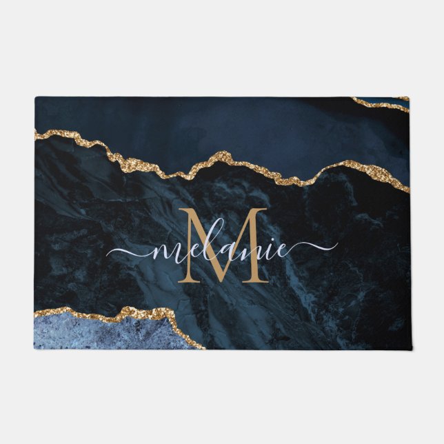 Paillasson Agate Marine Blue Gold Nom de la Parties scintilla (Devant)
