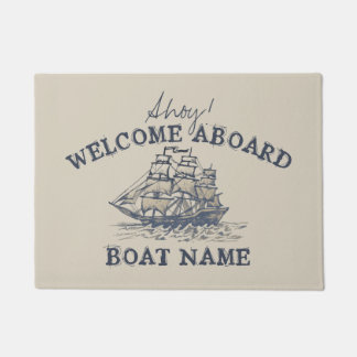 Paillasson Ahoy ! Bienvenue à bord Personnalisé Vintage Nauti