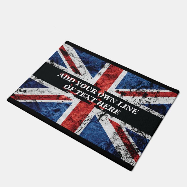Paillasson Ajouter votre texte sur le drapeau anglais Jeu d'o (Incliné)