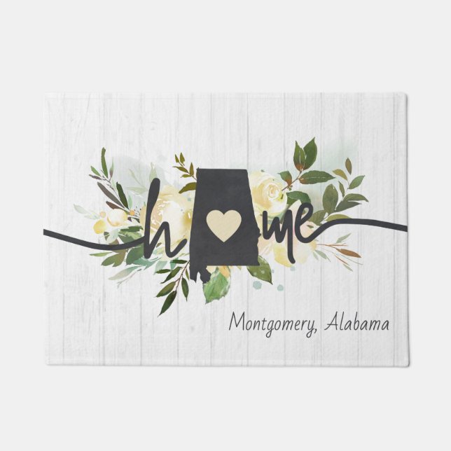 Paillasson Alabama État Personnalisé votre ville natale Rusti (Devant)