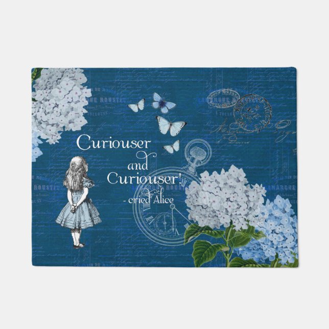 Paillasson Alice au pays des merveilles Floral Blue Doormat (Devant)