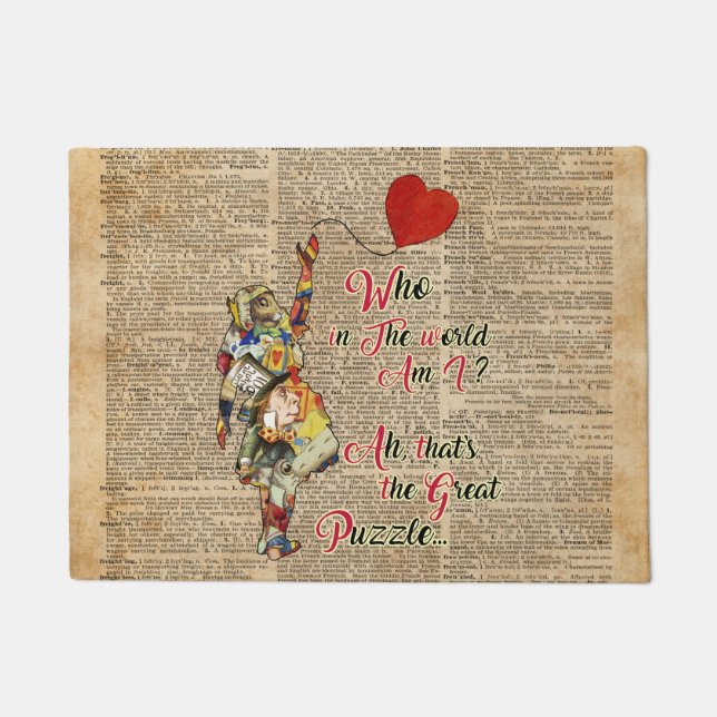 Paillasson Alice, citation vintage de collage de &Rabbit fou (Devant)