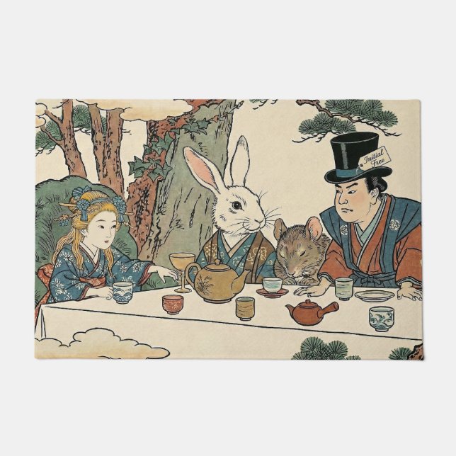 Paillasson Alice Lost in Japan | Ukiyo-e Mad Tea Party (Devant)