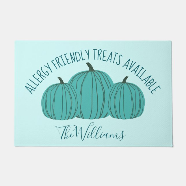 Paillasson Allergy Friendly Trick ou Treat Turquoise Citrouil (Devant)