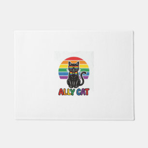 Paillasson Ally Cat Rainbow Pride Vintage Chat T-Shirt Design