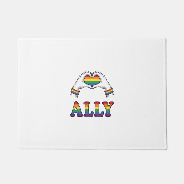Paillasson Ally Rainbow Hands Heart Vintage Pride Conception  (Devant)