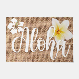 Paillasson Aloha belle florale sur burlap Hawaii été