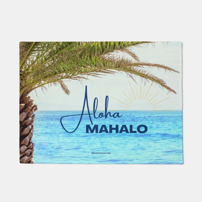 PAILLASSON ALOHA MAHALO - TROPICAL HAWAII DOORMAT - PORTE MAT (Devant)