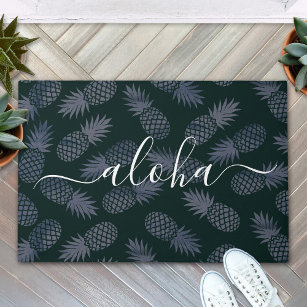 Paillasson Aloha script typographie marine ananas motif