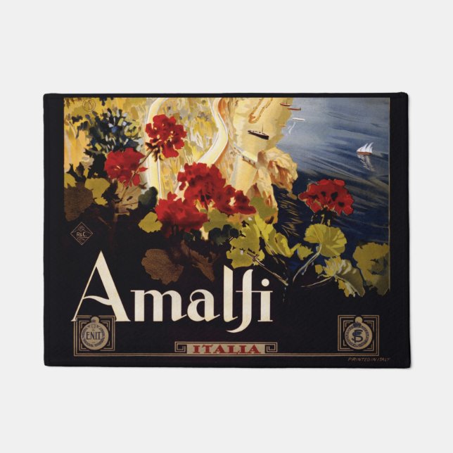 Paillasson Amalfi Italie Poster de voyage Graphique d'art (Devant)