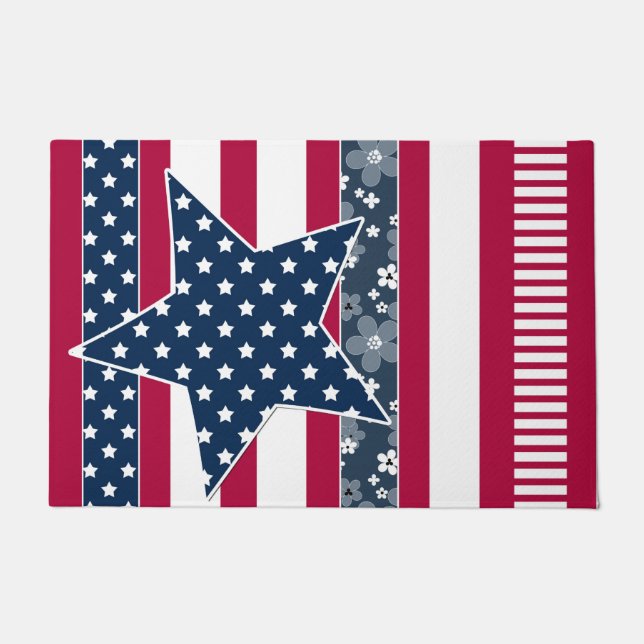 Paillasson American ptriot traditional flag colors red navy w (Devant)