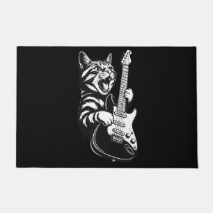 Paillasson Amour de musique cool Chat rock jouant de la gui